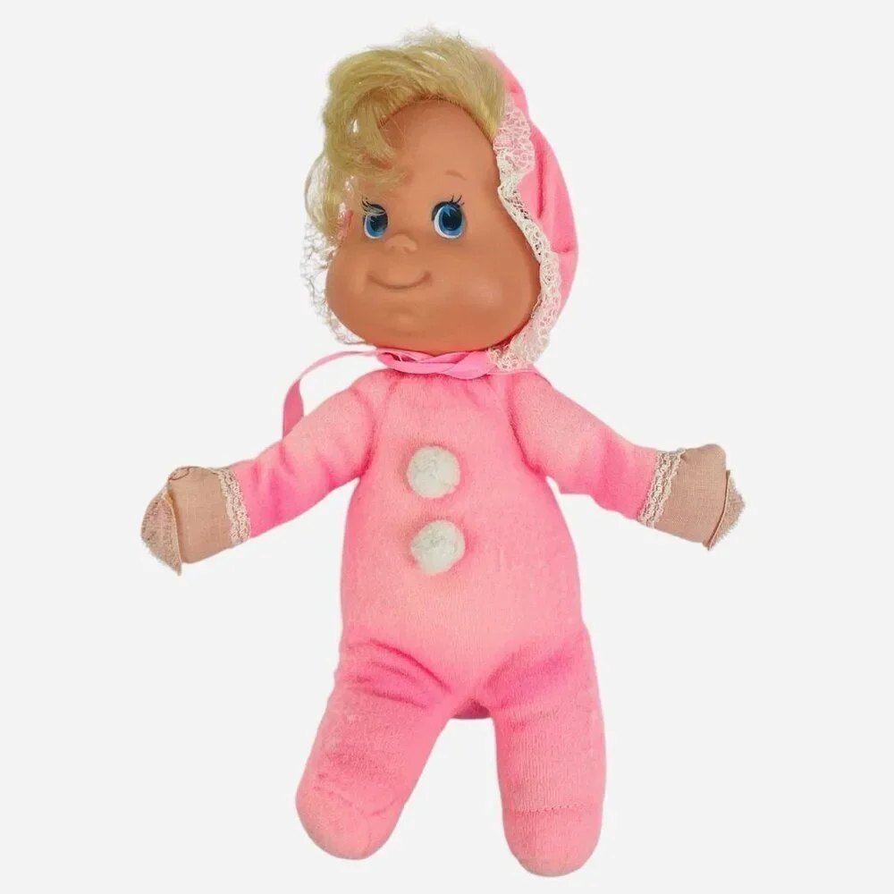 RARE Vintage 1970 Mattel Itsy Bitsy Beans Baby Doll Piffle Pink Blonde Blue Eyes